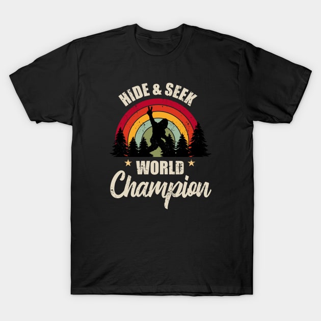 Bigfoot believer Hide and Seek World Champion Retro T-Shirt by Clawmarks